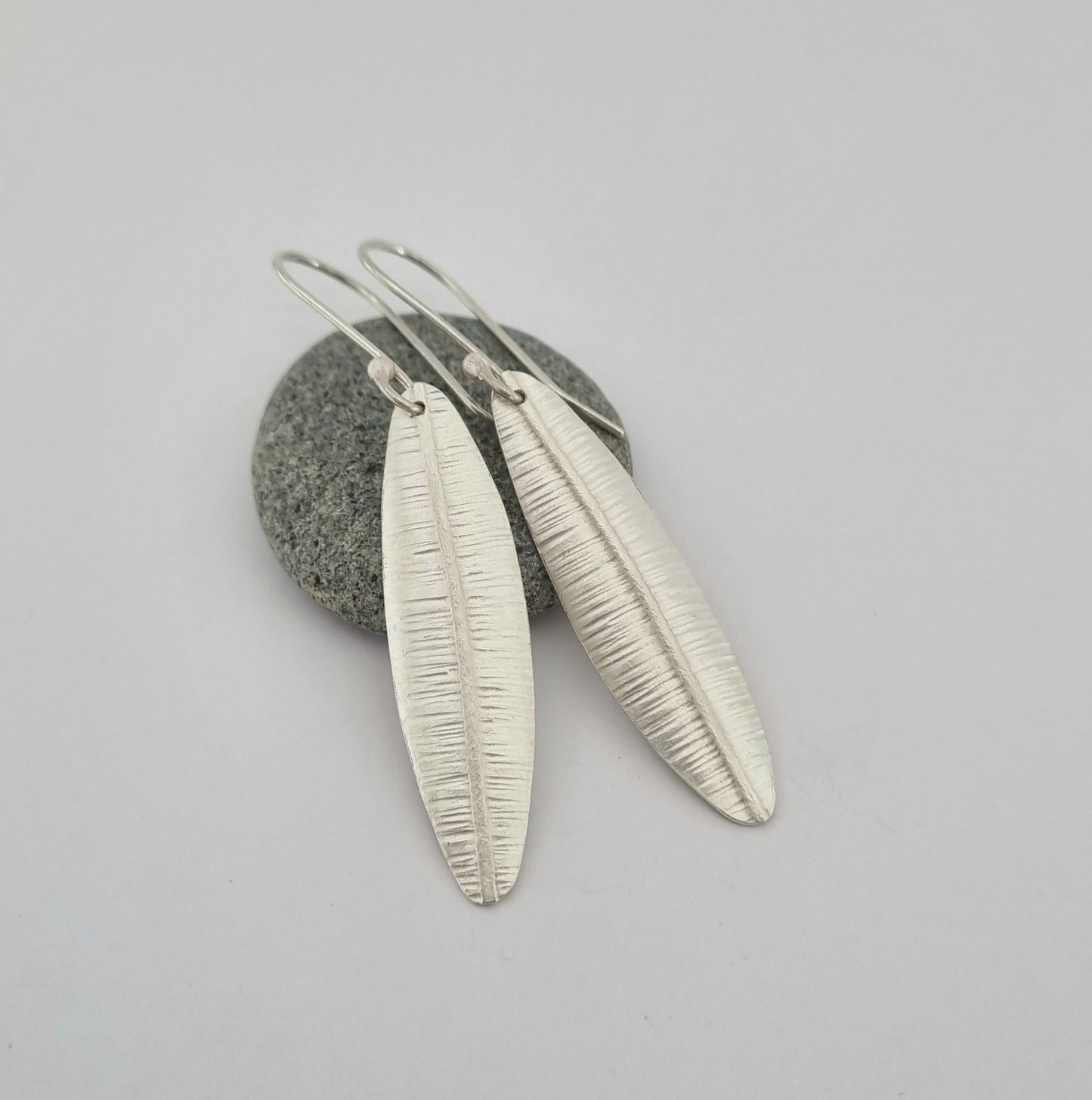 Large Silver Leaf Earrings