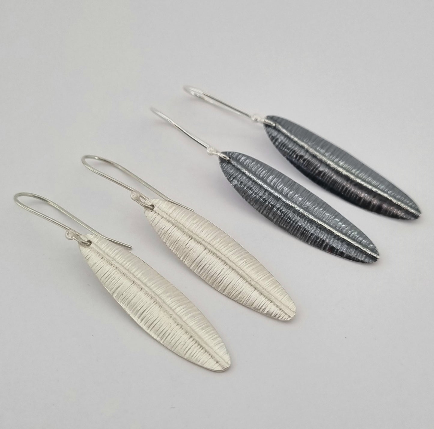 Large Silver Leaf Earrings