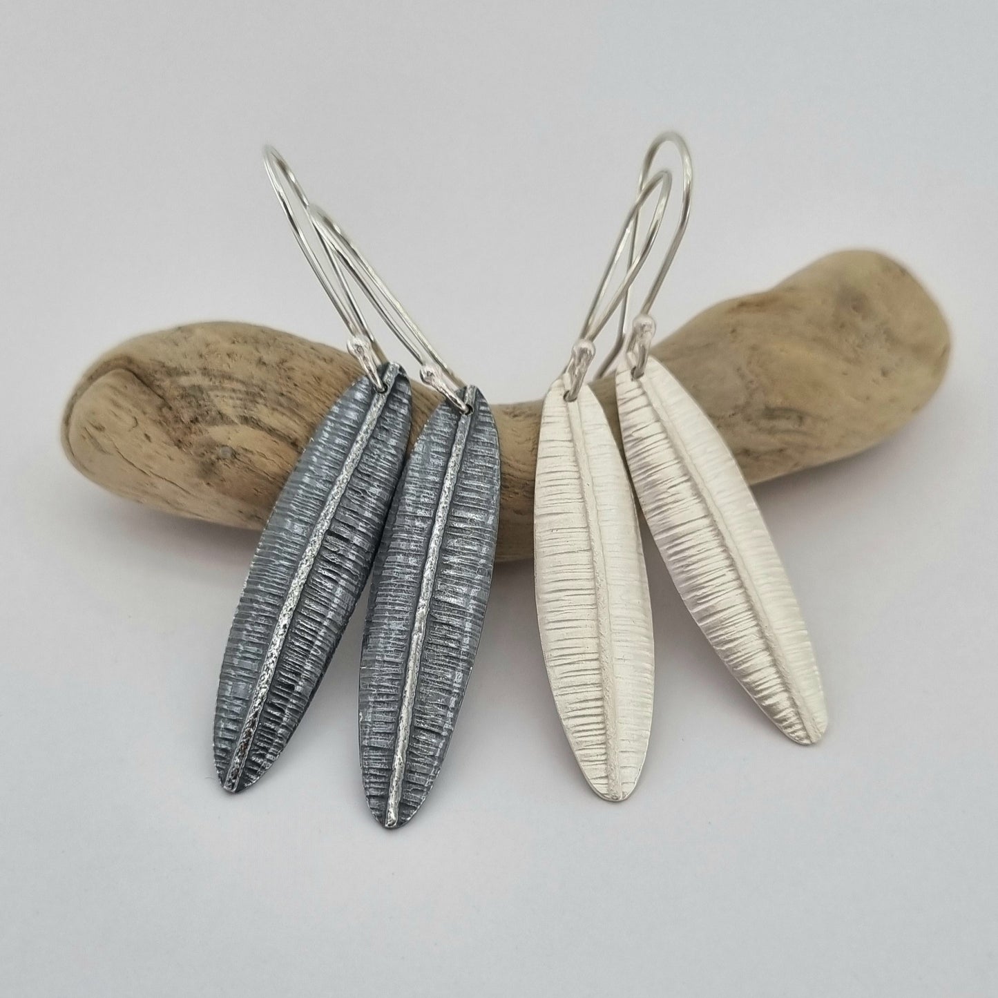 Large Silver Leaf Earrings