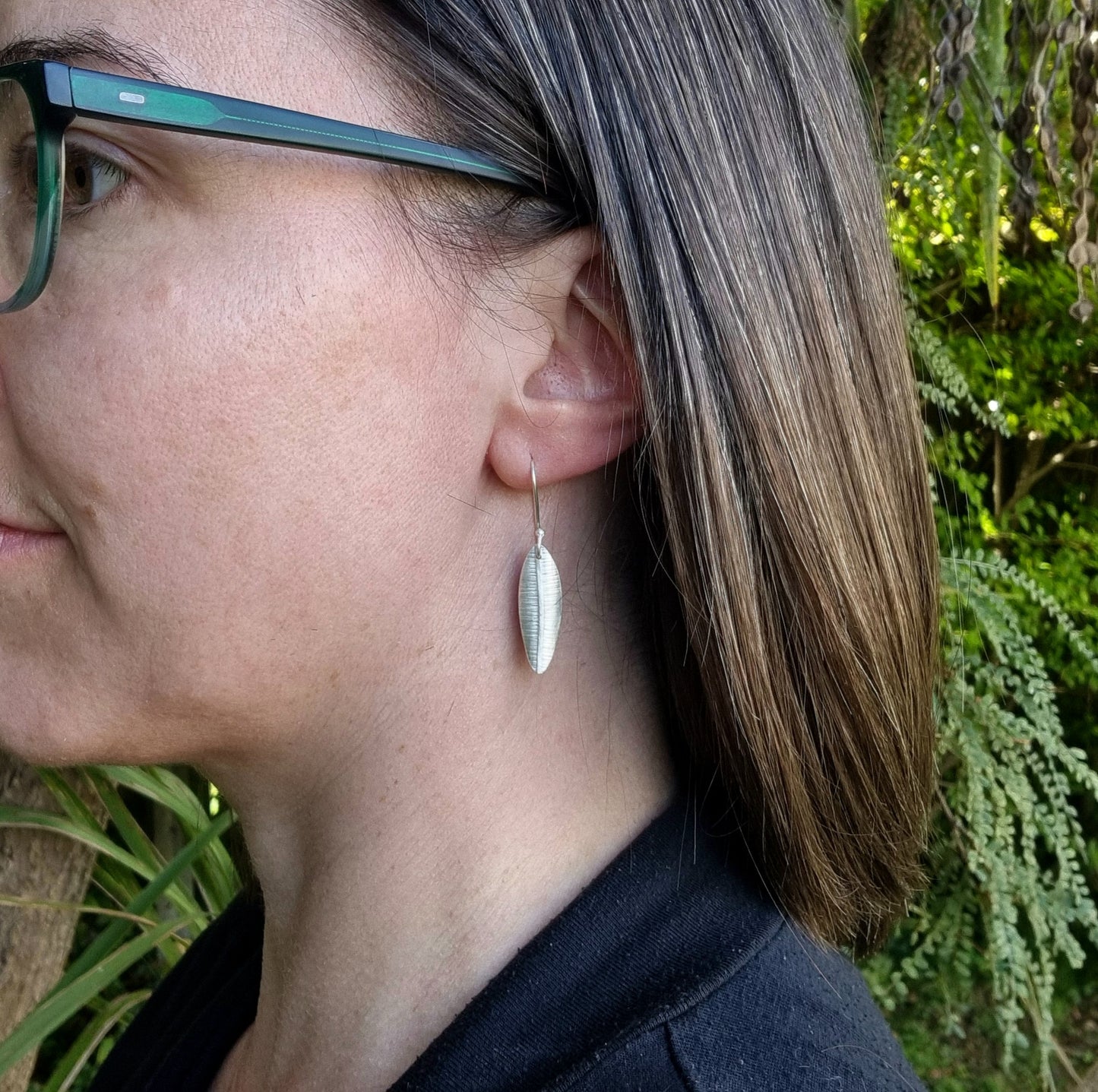 Small Silver Leaf Earrings